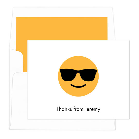 White Cool Emoji Folded Note Cards